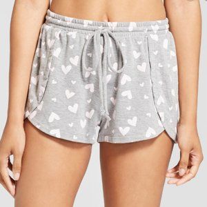 Women’s Heart Print Pajama Shorts – Gray#78-9
